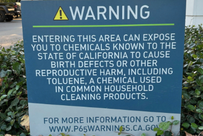 1.	A sign that says: “Warning: Entering this area can exposure you to chemicals known to the State of California to cause birth defects or other reproductive harm, including toluene, a chemical used in common household cleaning products. For more information go to www.p65warnings.ca.gov